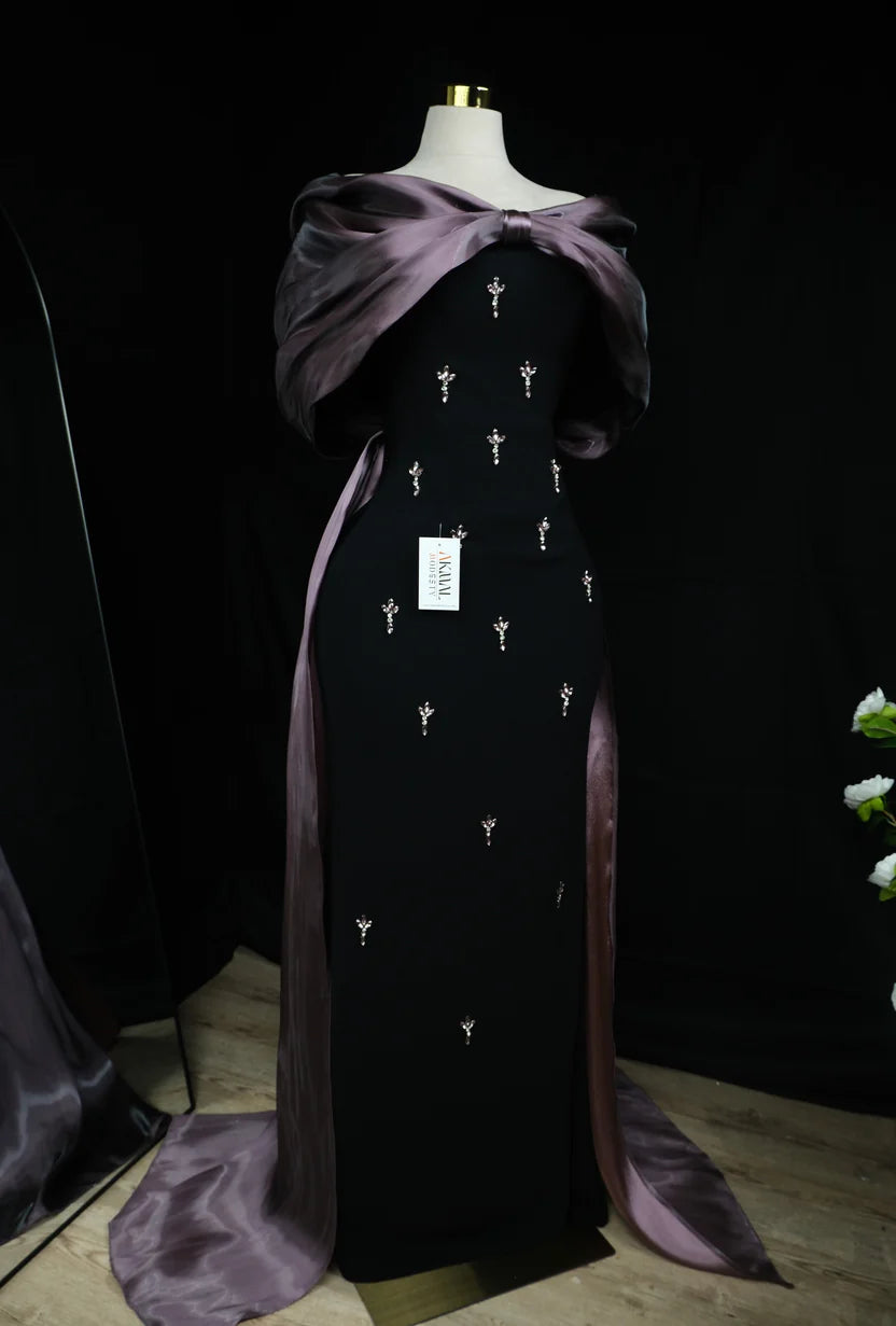Bow tail Evening Dress – Purple