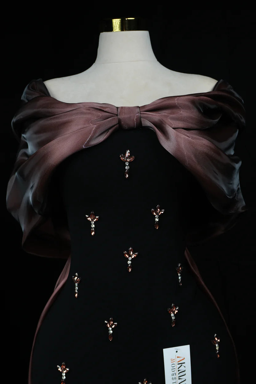 Chocolate Bow tail Evening Dress