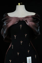 Chocolate Bow tail Evening Dress