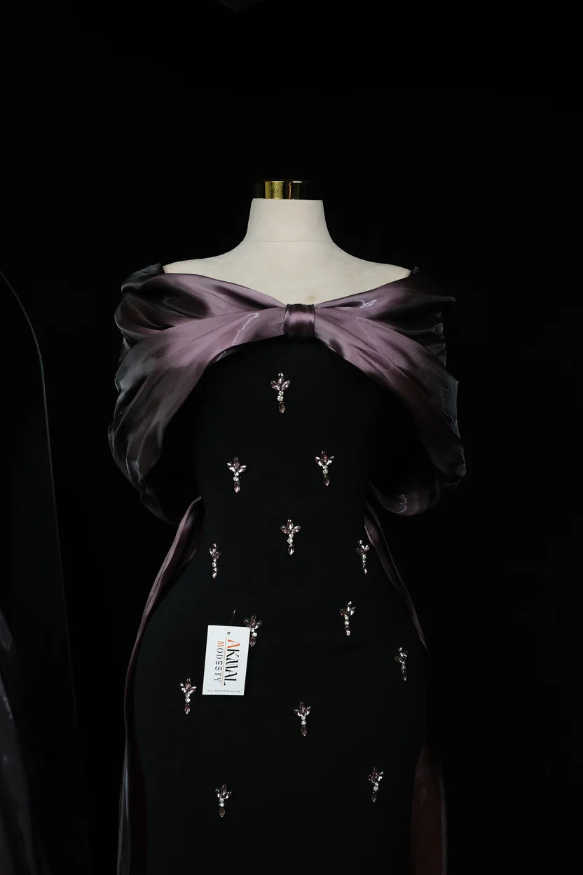 Bow tail Evening Dress – Purple