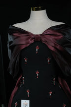 Dark Red–Bow tail Evening Dress