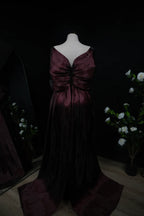 Dark Red–Bow tail Evening Dress