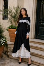 Moonlit Lace Cape Maxi Dress