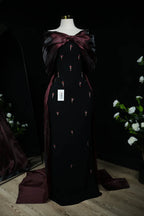 Dark Red–Bow tail Evening Dress