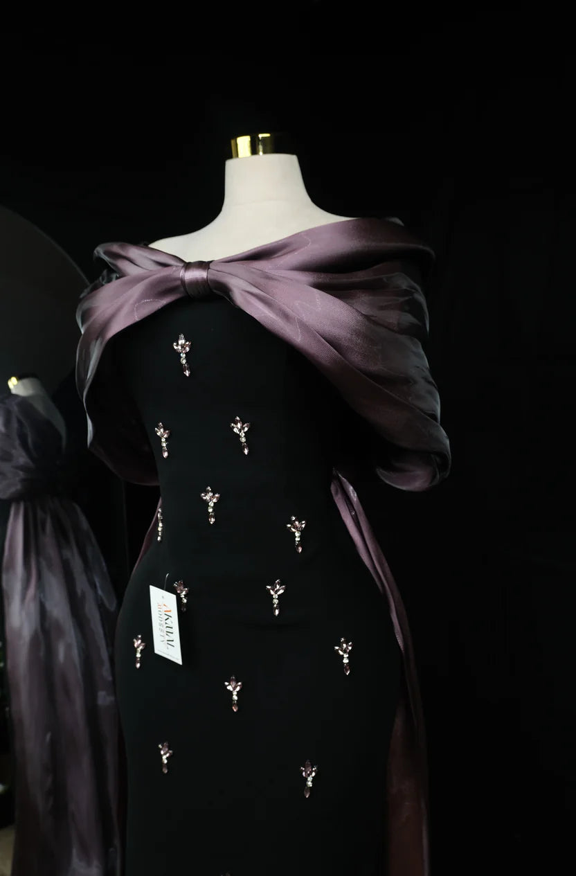 Bow tail Evening Dress – Purple