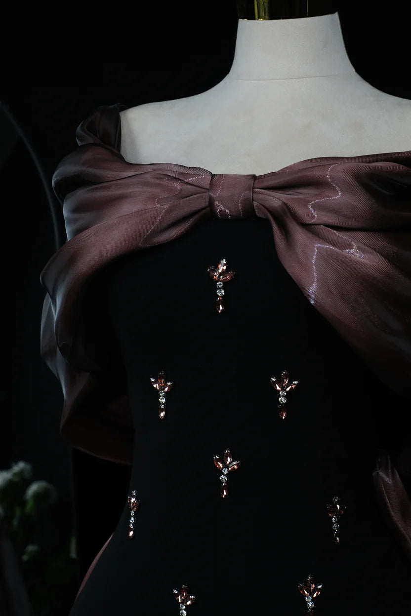 Chocolate Bow tail Evening Dress