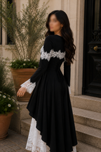 Moonlit Lace Cape Maxi Dress