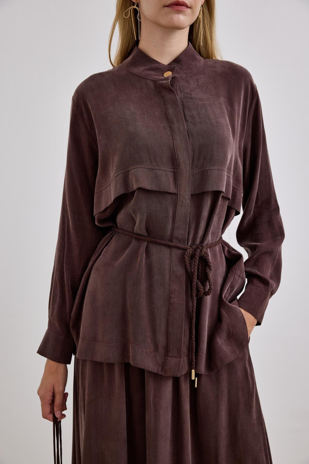 Jasmine 2-Piece Skirt Set – Brown – Akmal Modesty