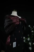 Dark Red–Bow tail Evening Dress