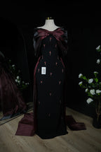 Dark Red–Bow tail Evening Dress