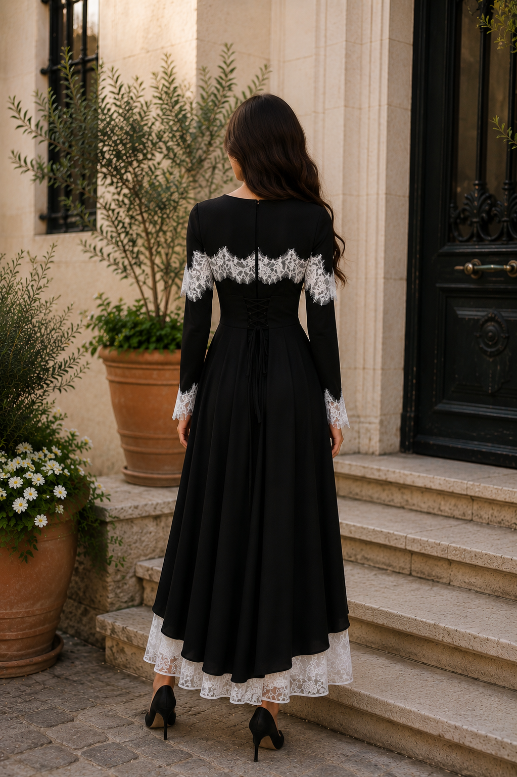 Moonlit Lace Cape Maxi Dress