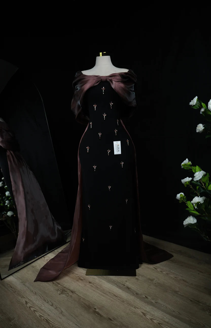 Chocolate Bow tail Evening Dress