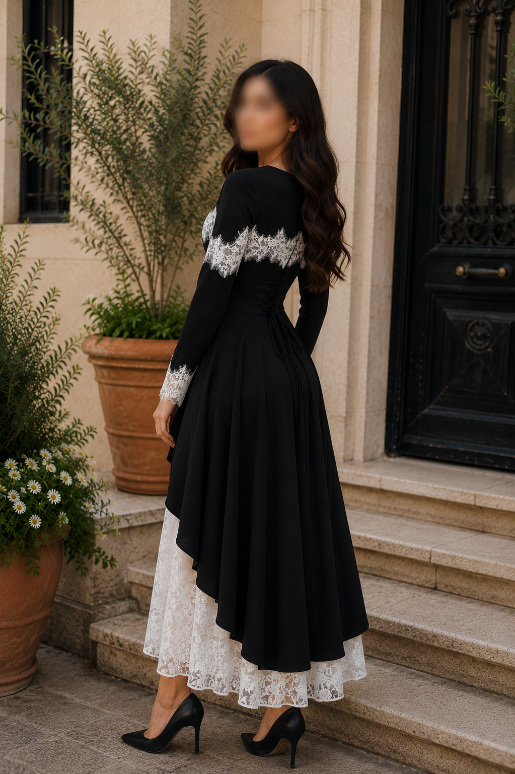 Moonlit Lace Cape Maxi Dress